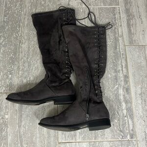 Grey suede boots